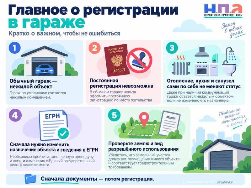 Можно ли постоянно жить и зарегистрироваться в гараже