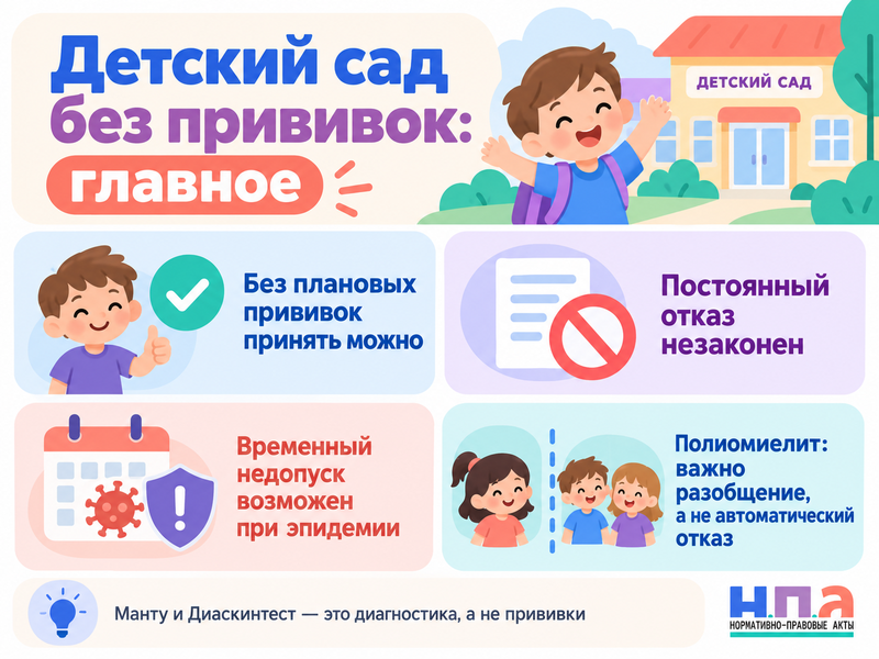 Можно ли принять ребёнка в детский сад без прививок
