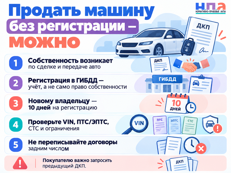 Можно ли продать машину, не ставя её на учёт в ГИБДД