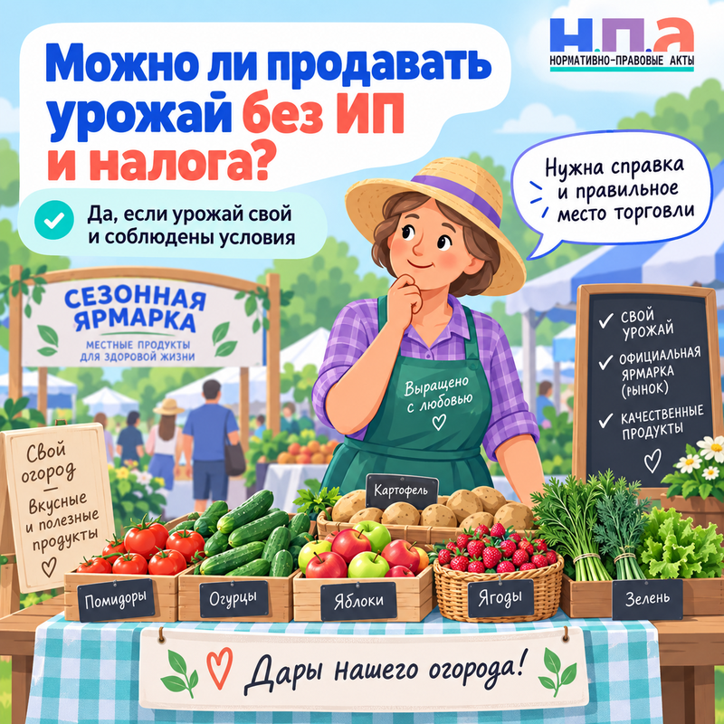 Можно ли продавать овощи и ягоды со своего огорода без ИП и налога