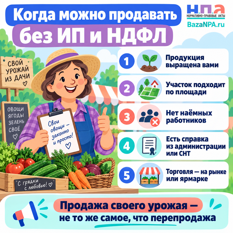 Можно ли продавать овощи и ягоды со своего огорода без ИП и налога