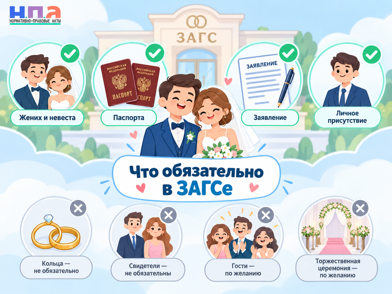 Можно ли расписаться в ЗАГСе без колец и свидетелей