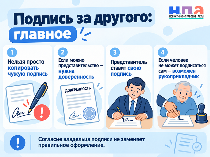 Можно ли расписаться за другого человека с его согласия