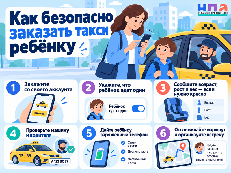 Можно ли ребёнку ехать в такси одному без родителей