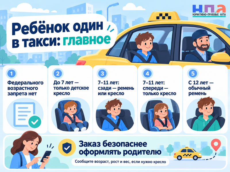 Можно ли ребёнку ехать в такси одному без родителей