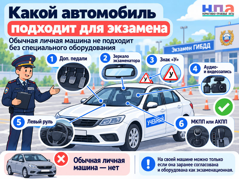 Можно ли сдавать практический экзамен в ГИБДД на своей машине
