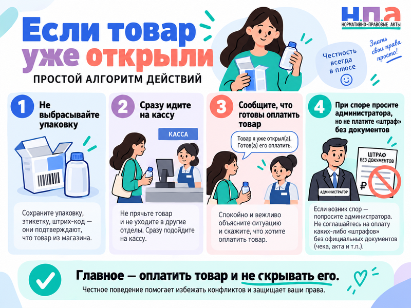 Можно ли съесть товар в магазине до оплаты