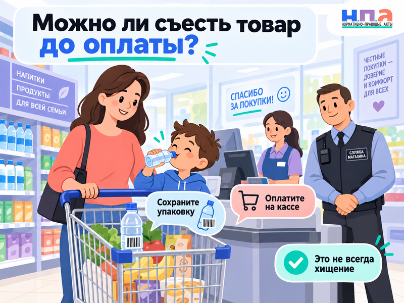 Можно ли съесть товар в магазине до оплаты