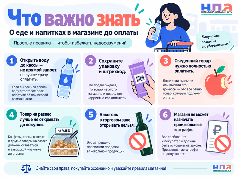 Можно ли съесть товар в магазине до оплаты