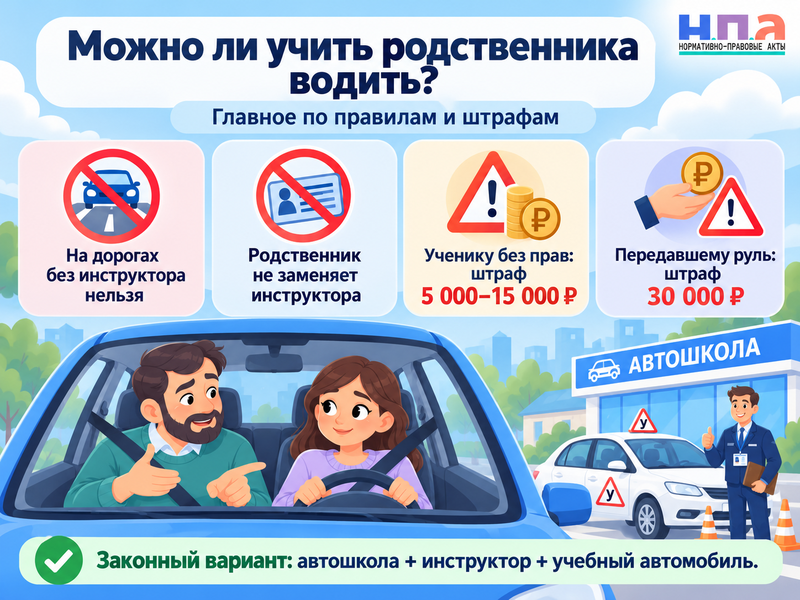 Можно ли учить вождению на своей машине человека без прав