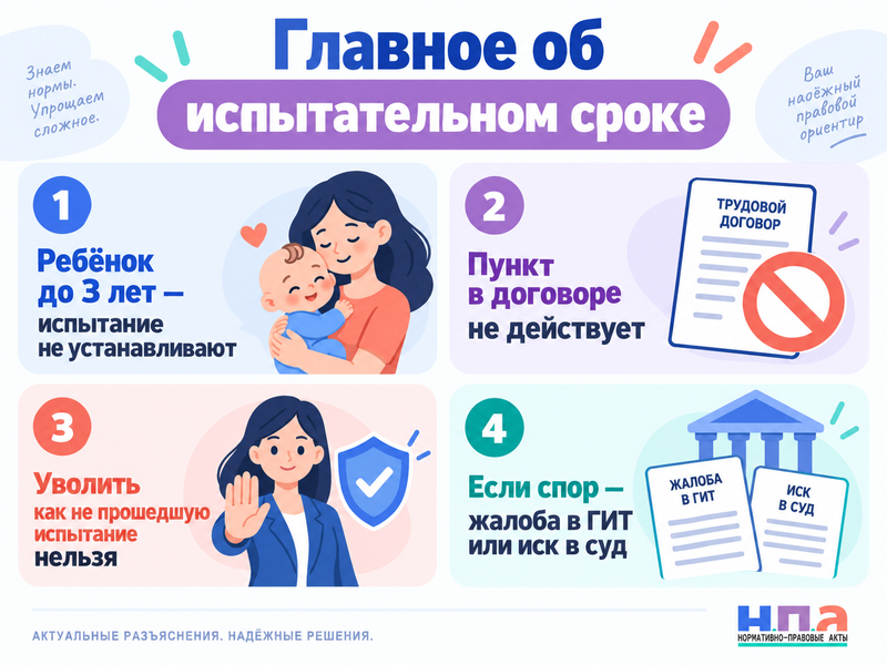 Можно ли установить испытательный срок женщине с ребенком до трех лет