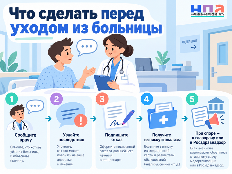 Можно ли уйти из больницы под расписку - отказ от лечения и документы