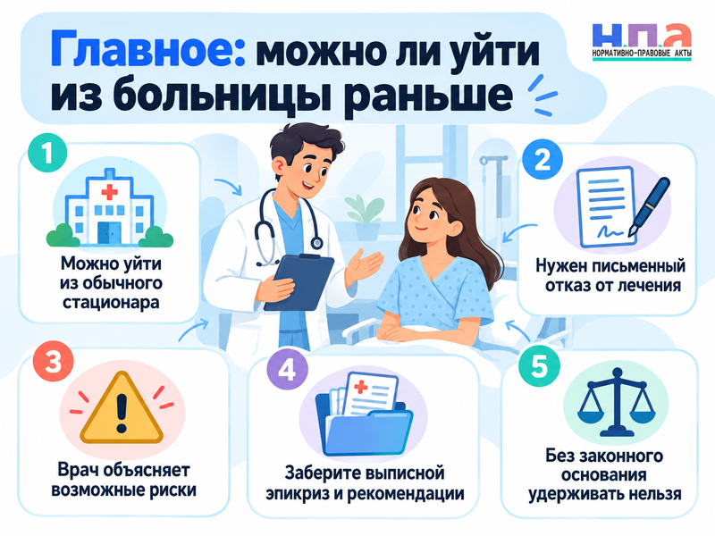 Можно ли уйти из больницы под расписку - отказ от лечения и документы