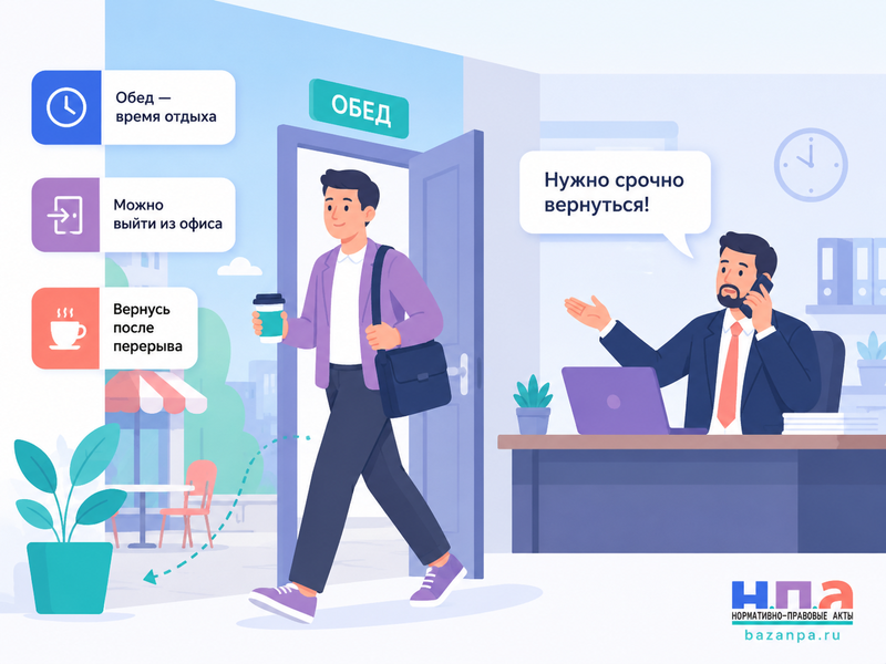Можно ли уйти из офиса во время обеденного перерыва и вправе ли работодатель вызвать обратно