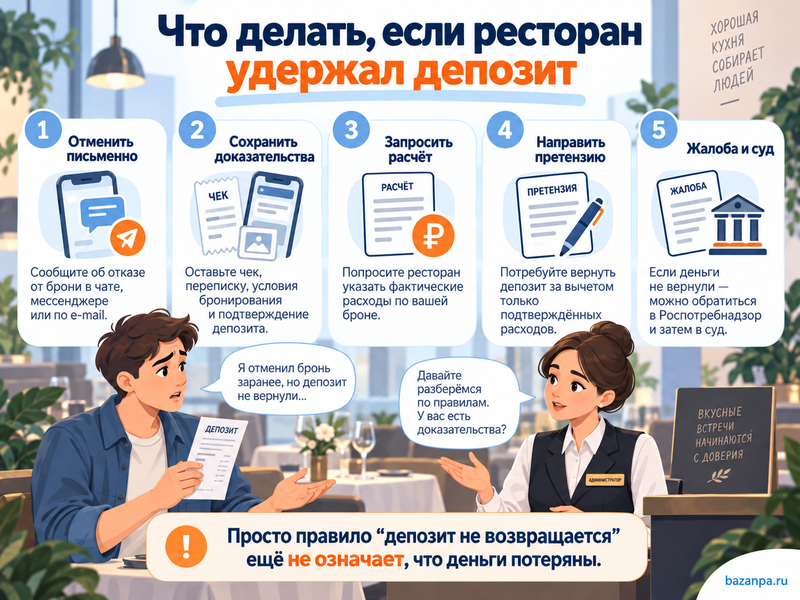 Можно ли вернуть депозит за бронь столика в ресторане