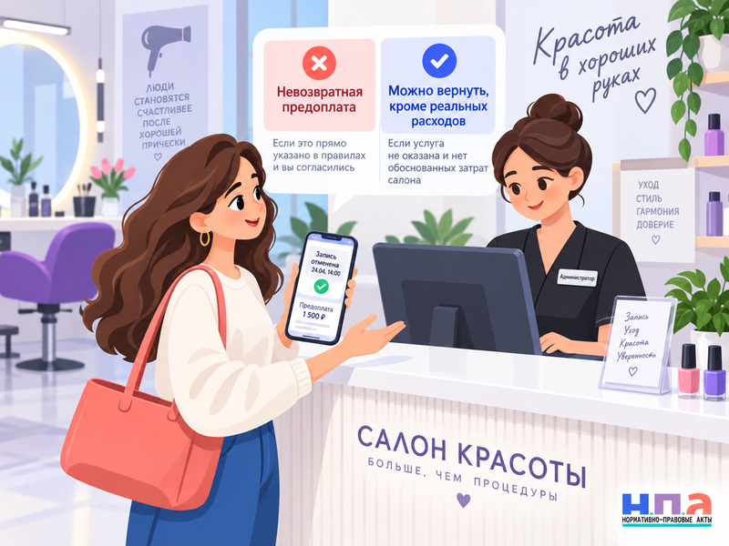 Можно ли вернуть предоплату за запись в салон красоты