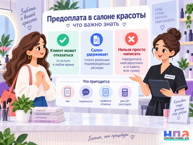 Можно ли вернуть предоплату за запись в салон красоты