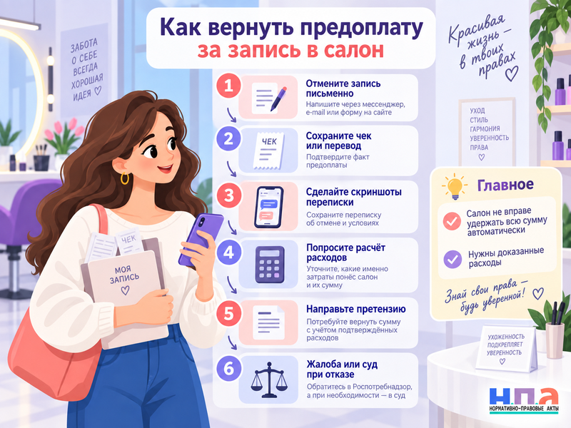 Можно ли вернуть предоплату за запись в салон красоты