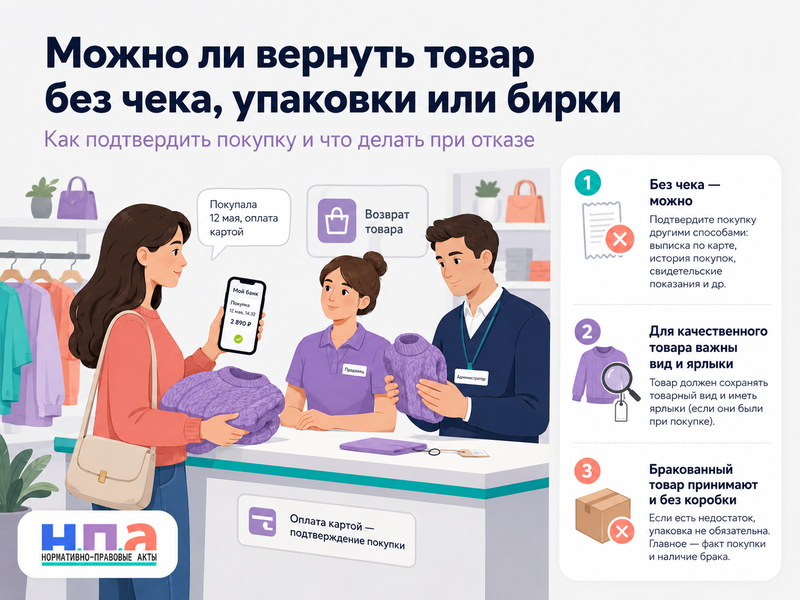 Можно ли вернуть товар без чека, упаковки или бирки