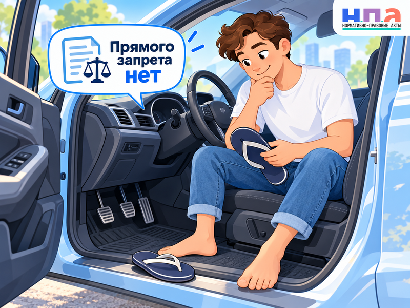 Можно ли водить машину босиком или в шлёпанцах и есть ли штраф
