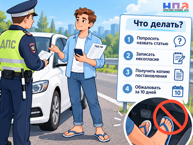 Можно ли водить машину босиком или в шлёпанцах и есть ли штраф