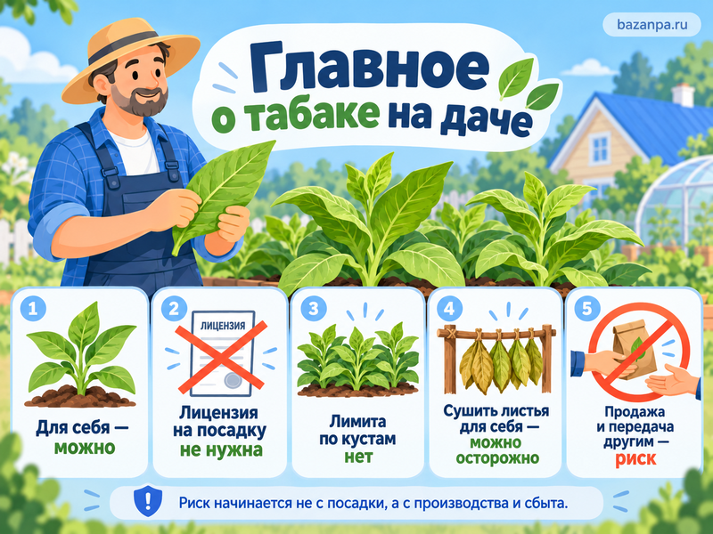 Можно ли выращивать табак на даче для себя и нужна ли лицензия