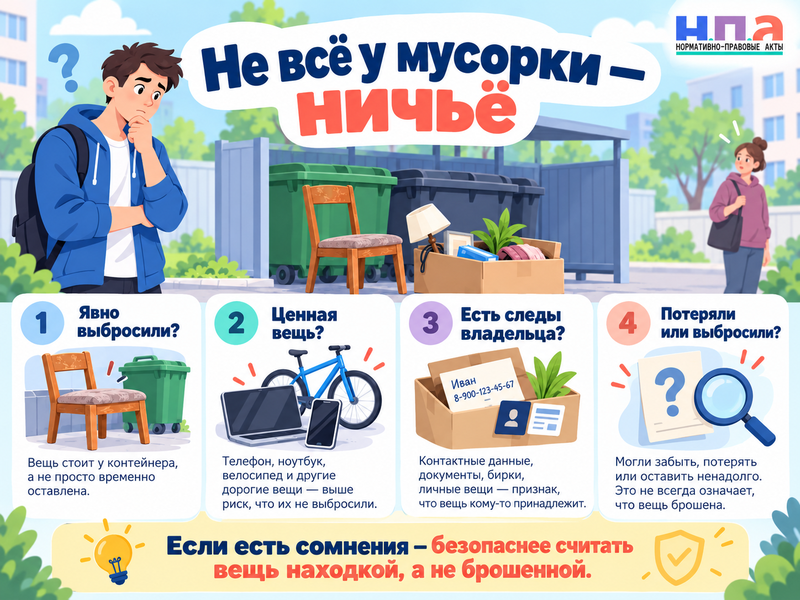 Можно ли забирать вещи у мусорки и когда они становятся вашими