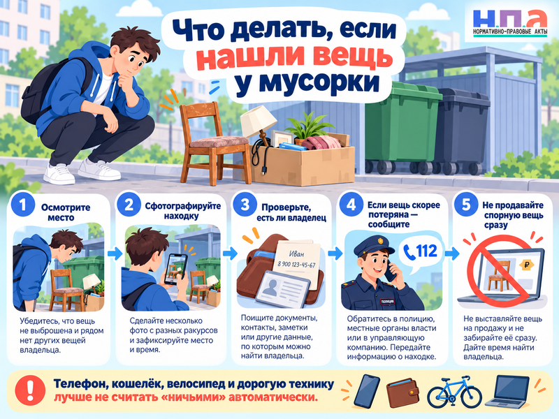 Можно ли забирать вещи у мусорки и когда они становятся вашими