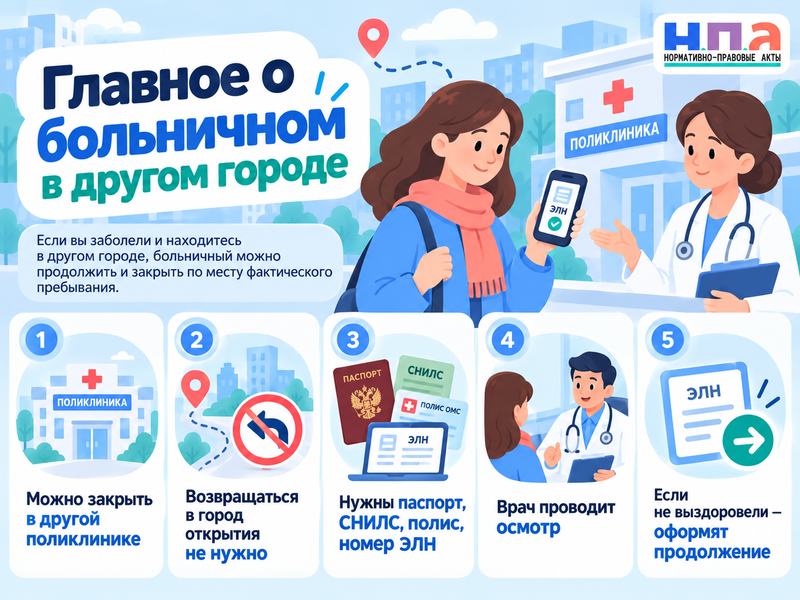Можно ли закрыть больничный в другом городе и другой поликлинике