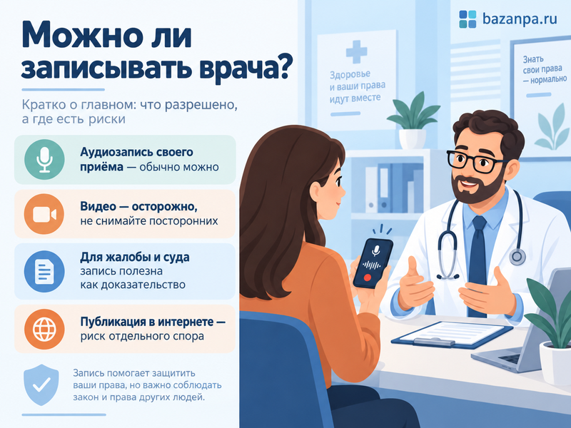 Можно ли записывать прием врача на диктофон или видео без его согласия