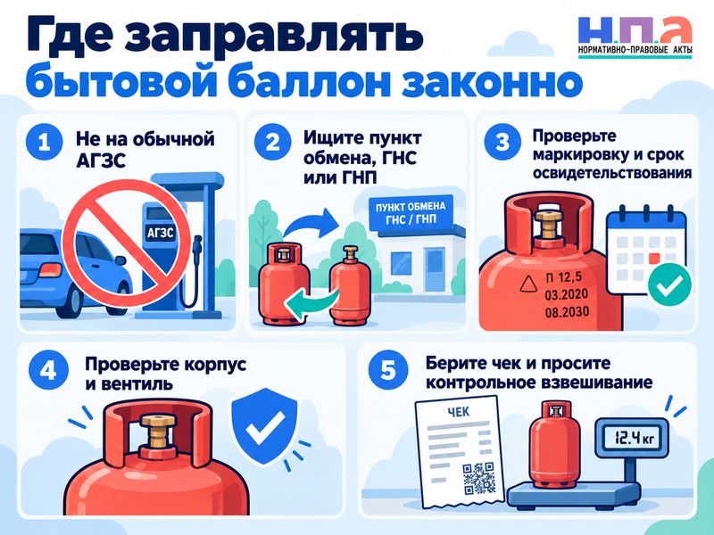 Можно ли заправлять бытовой газовый баллон на АЗС