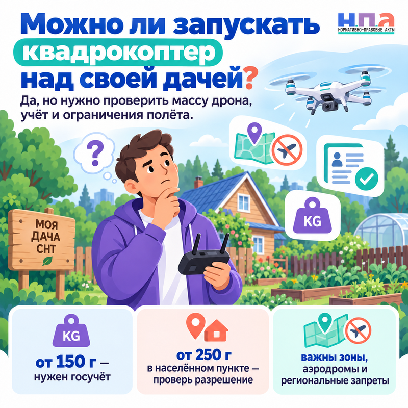 Можно ли запускать квадрокоптер над своей дачей в 2026 году