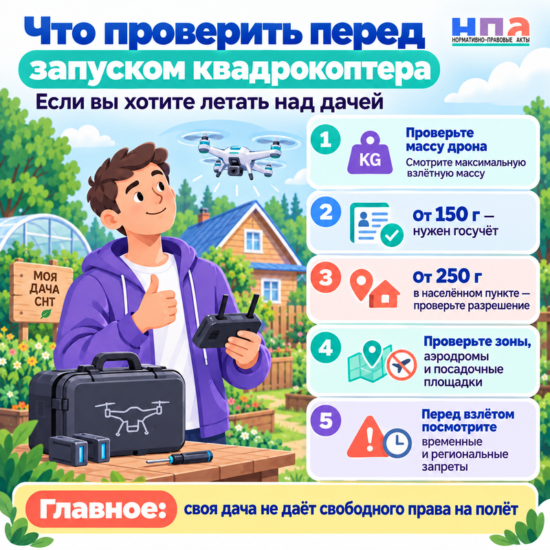 Можно ли запускать квадрокоптер над своей дачей в 2026 году