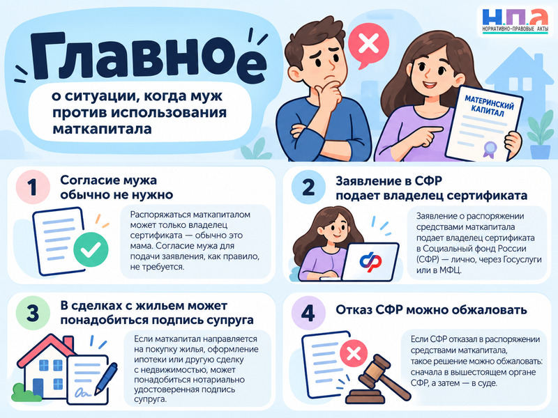Муж против использования маткапитала - нужно ли его согласие