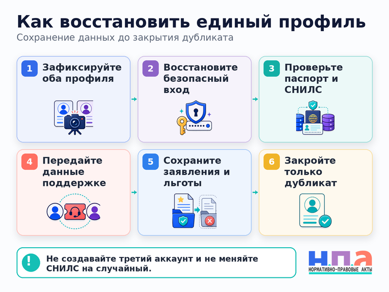На Госуслугах появились два профиля как объединить документы, заявления и льготы