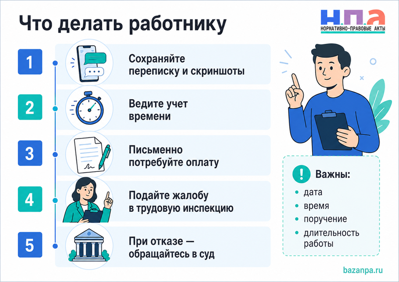 Начальник требует отвечать в рабочем чате после смены когда это сверхурочная работа
