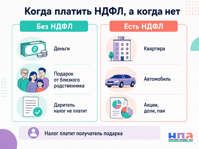 Налог на подарки от физических лиц когда платить НДФЛ за квартиру, автомобиль или деньги