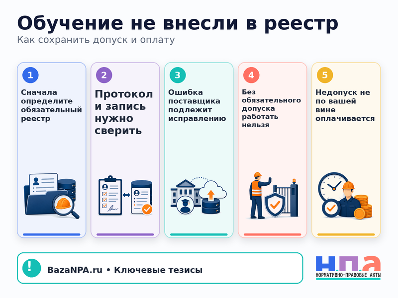Не внесли обучение в обязательный реестр: как восстановить допуск и оплату
