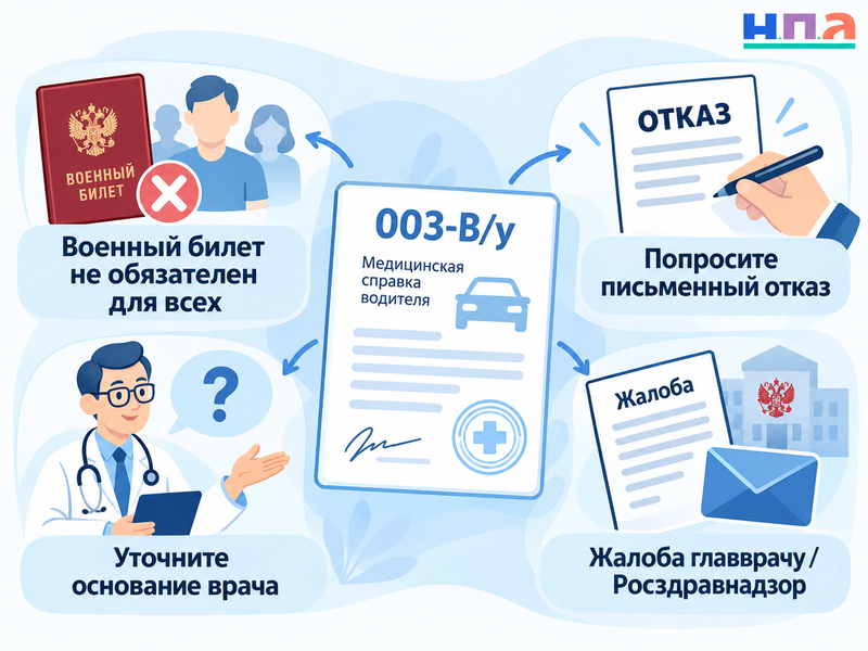 Не выдают водительскую медсправку без военного билета - законно ли это