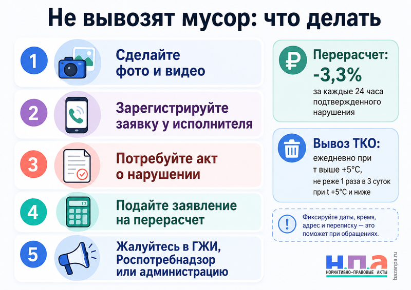Не вывозят мусор или контейнерная площадка переполнена куда жаловаться и как потребовать перерасчет