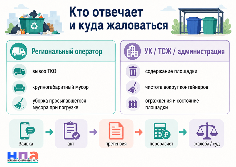 Не вывозят мусор или контейнерная площадка переполнена куда жаловаться и как потребовать перерасчет