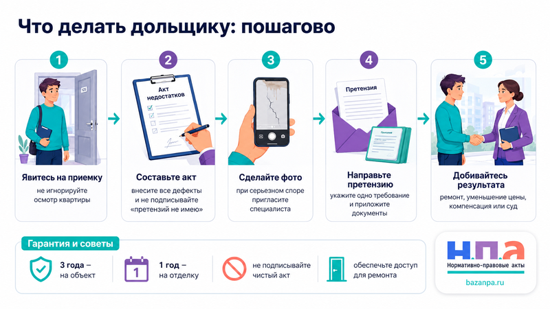 Недостатки в новостройке как составить акт, потребовать ремонт или компенсацию