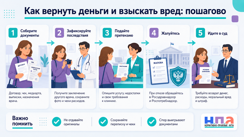 Некачественная медицинская услуга: как вернуть деньги и взыскать вред