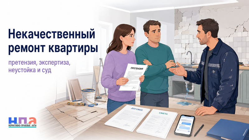 Некачественный ремонт квартиры претензия, экспертиза, неустойка и суд