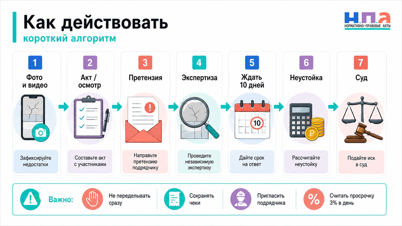 Некачественный ремонт квартиры претензия, экспертиза, неустойка и суд
