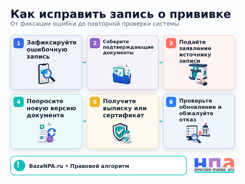 Неправильная запись о прививке как исправить и подтвердить вакцинацию
