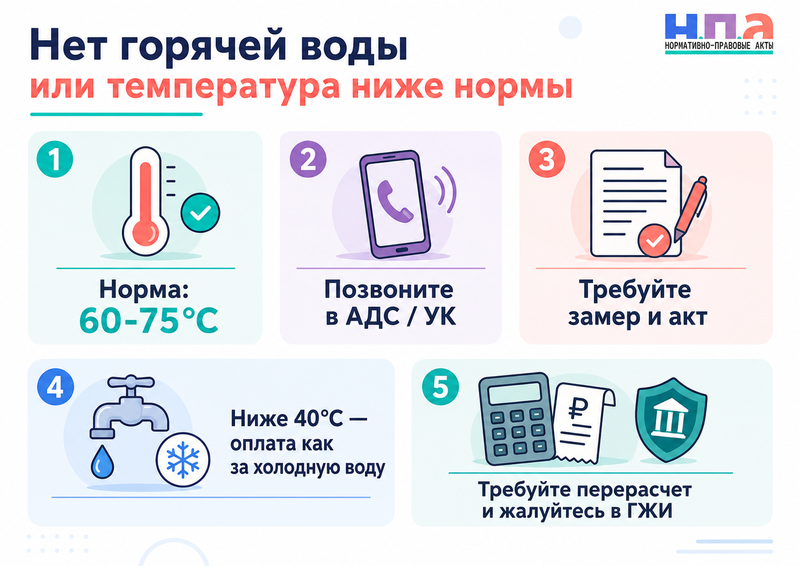 Нет горячей воды или ее температура ниже нормы: замеры, перерасчет и жалоба
