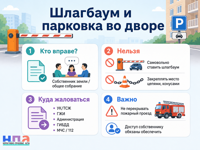 Незаконная парковка и шлагбаум во дворе кто вправе ограничить проезд и куда жаловаться