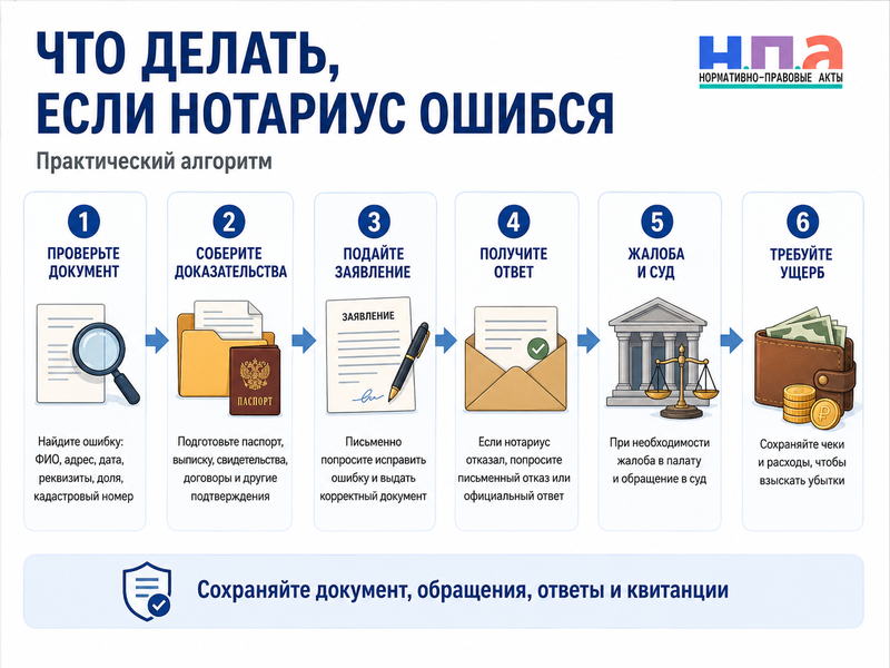 Нотариус допустил ошибку в документе: жалоба, исправление и взыскание ущерба