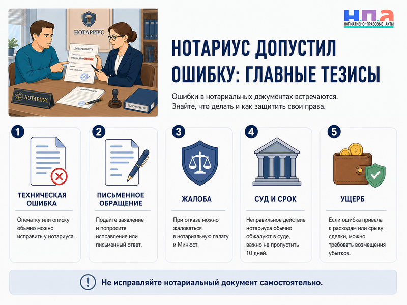 Нотариус допустил ошибку в документе: жалоба, исправление и взыскание ущерба